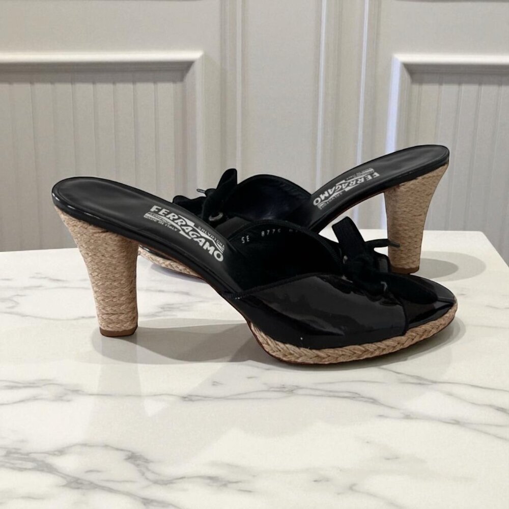 Salvatore Ferragamo Black Heels with Tan Accents